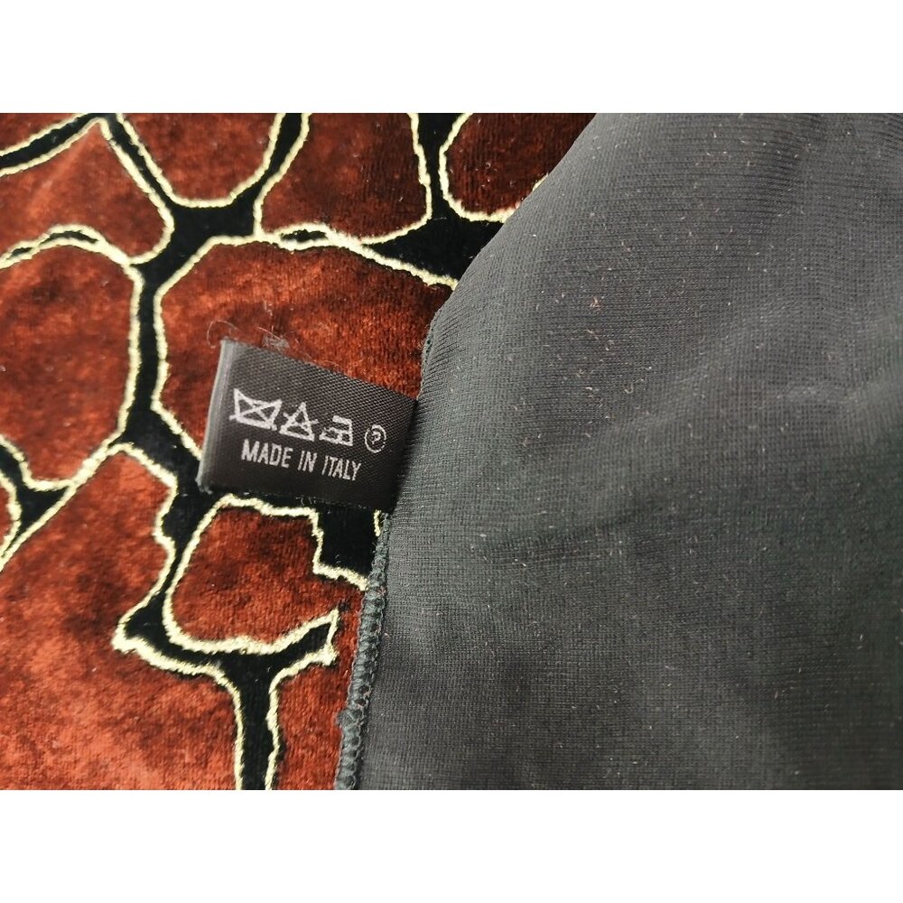 Burnt Orange Black Gold Giraffe Mosaic Print Scarf Silk Blend Lining 60"x17" Ita - Picture 7 of 10